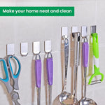 HASTHIP® Hooks for Wall Without Drilling, Stainless Steel Adhesive Wall Hanger Self Adhesive Waterproof Heavy Duty Sticky Narrow Wall Hooks (Pack 8).