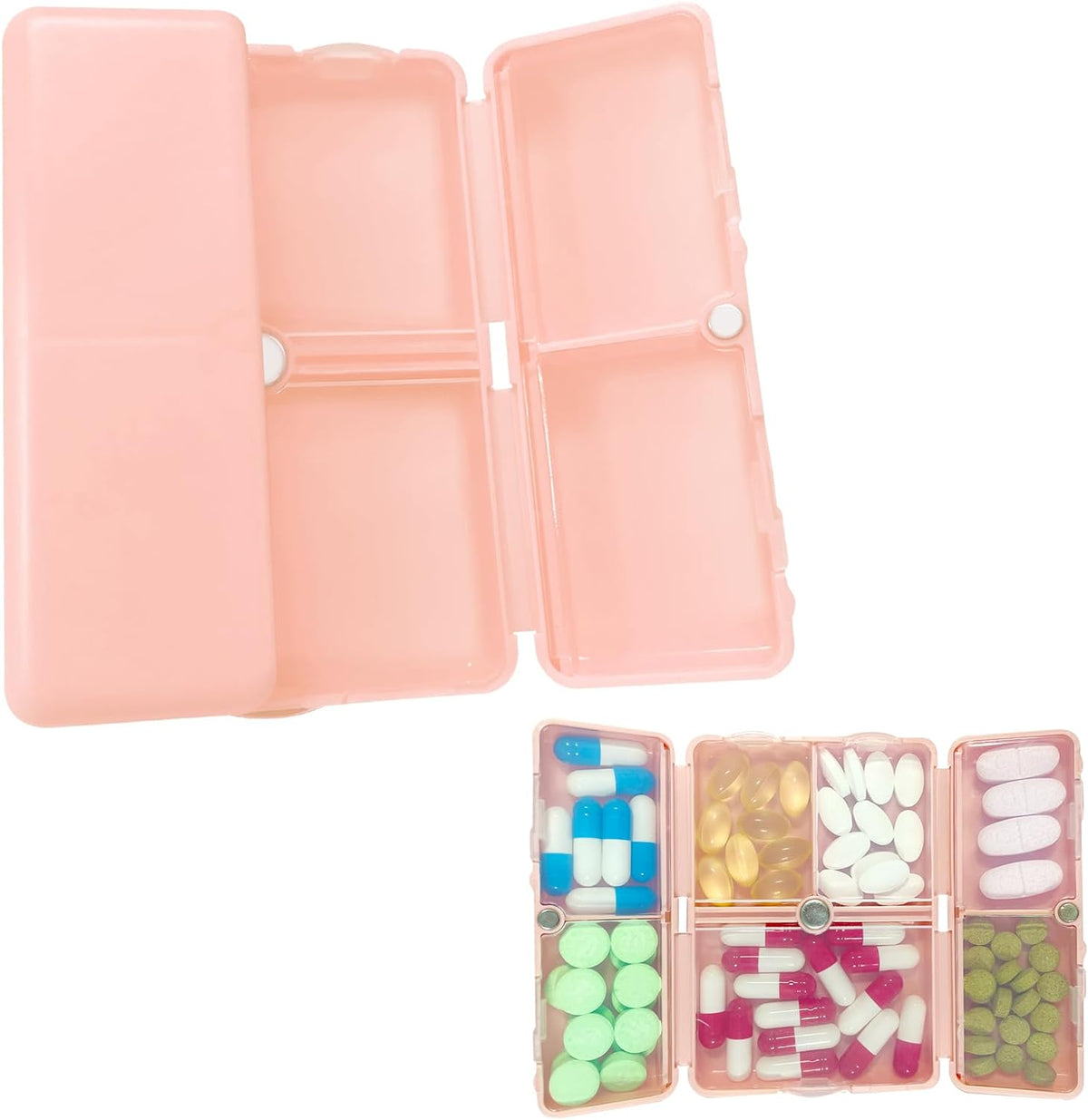 HASTHIP® Organizador de Pastillas Diario con 7 Compartimentos,Caja de Pastillas Plegable Viaje con Cierre Magnético,Estuche Compacto para Vitaminas Suplementos y Medicamentos Portátil y