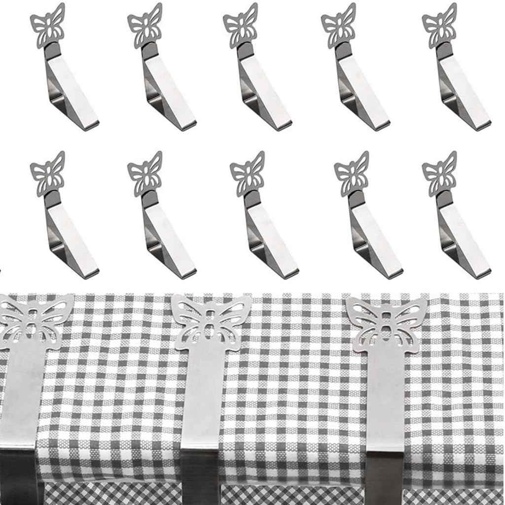 HASTHIP Butterfly Tablecloth Clips for Outdoor Picnic and Party | 10Pcs Stainless Steel Windproof Holders