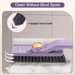 HASTHIP Tile Floor Cleaning Brush for Kitchen and Bathroom with 9.4 in Handheld Design | Rotatable 2 in 1 Scrub Brush and Built in Hair Tweezer