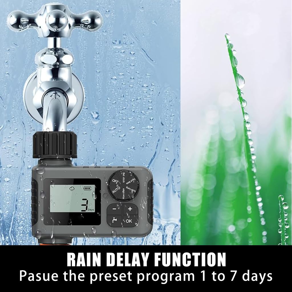 Drip Irrigation Timer for Garden Farm with Universal Faucet connector, Irrigation Water Timer, Easy to Use Automatic Watering System, Waterproof Digital Irrigation Timer System for Lawns