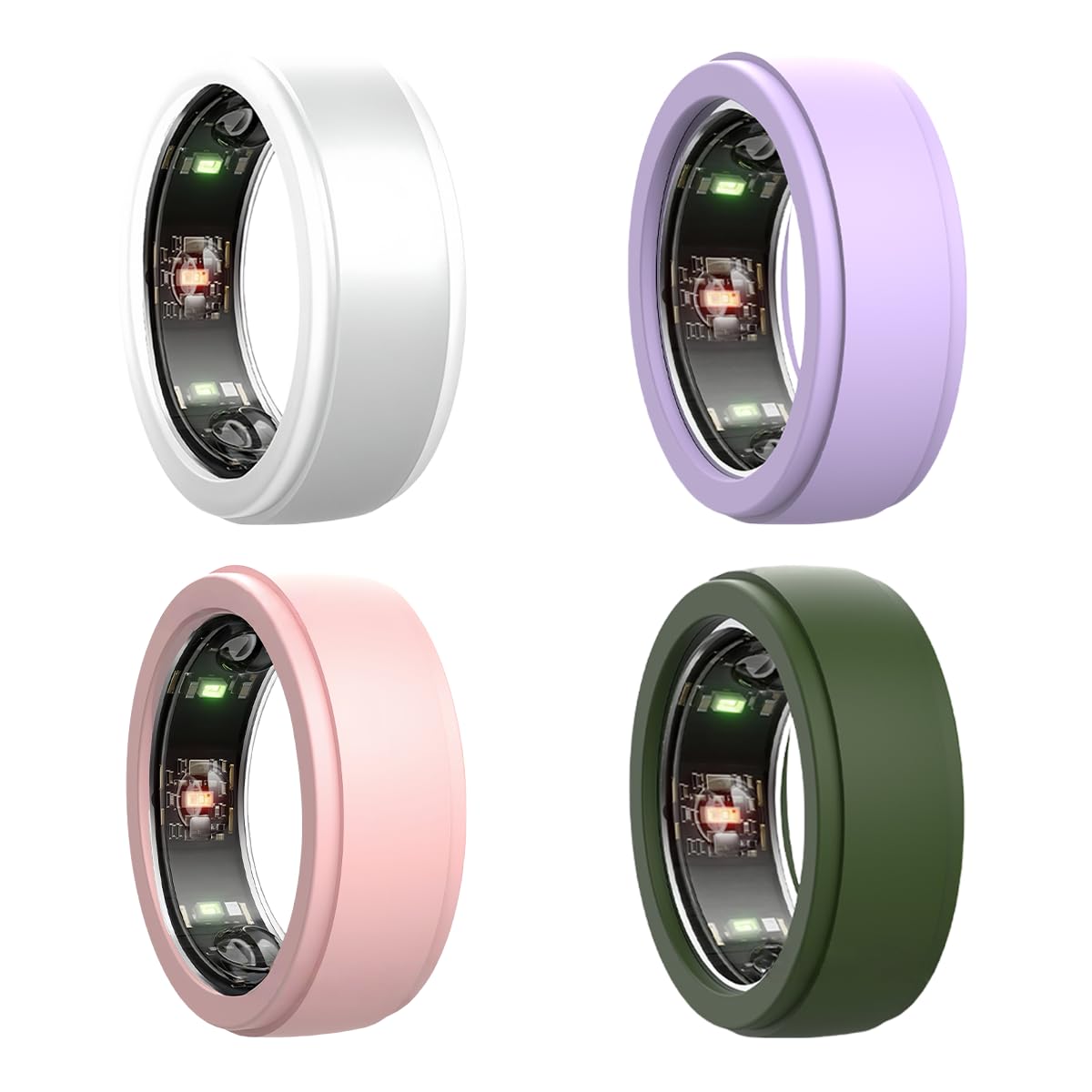 HASTHIP® 4-Pack Silicone Smart Ring Covers, Protective Anti-Scratch Ring Protector Compatible with Samsung Galaxy Ring, Oura Ring & Ultrahuman Ring, Flexible Silicone Smart Ring Case (4 Colors)