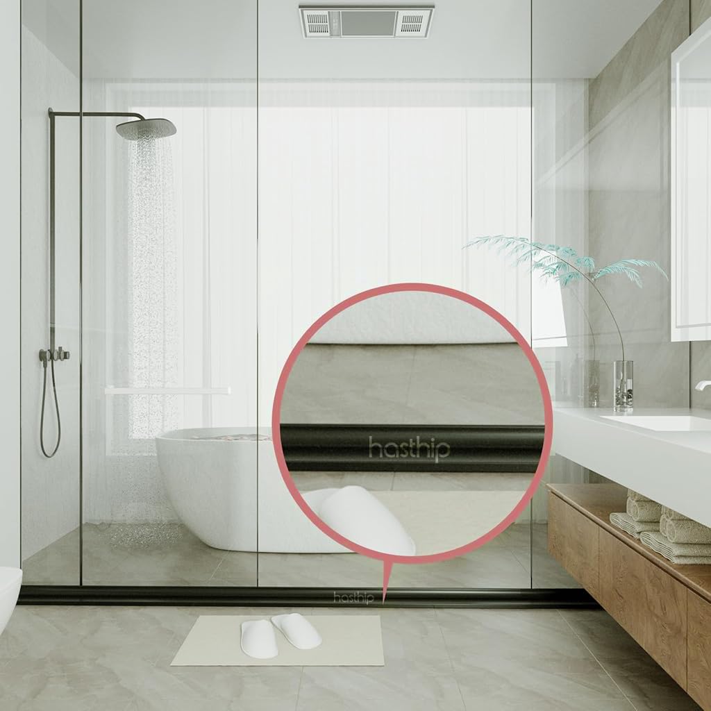 HASTHIP Shower Threshold Water Dam for Bathroom and Kitchen featuring 39 in Self Adhesive Silicone | Flexible TPE Splash Guard Blocker 3 PCS