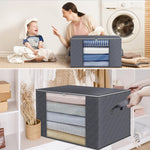 HASTHIP Clothes Storage Bins for Closet Organization with Reinforced Handles and Clear Window | 6 Pack 60L Foldable Fabric Containers