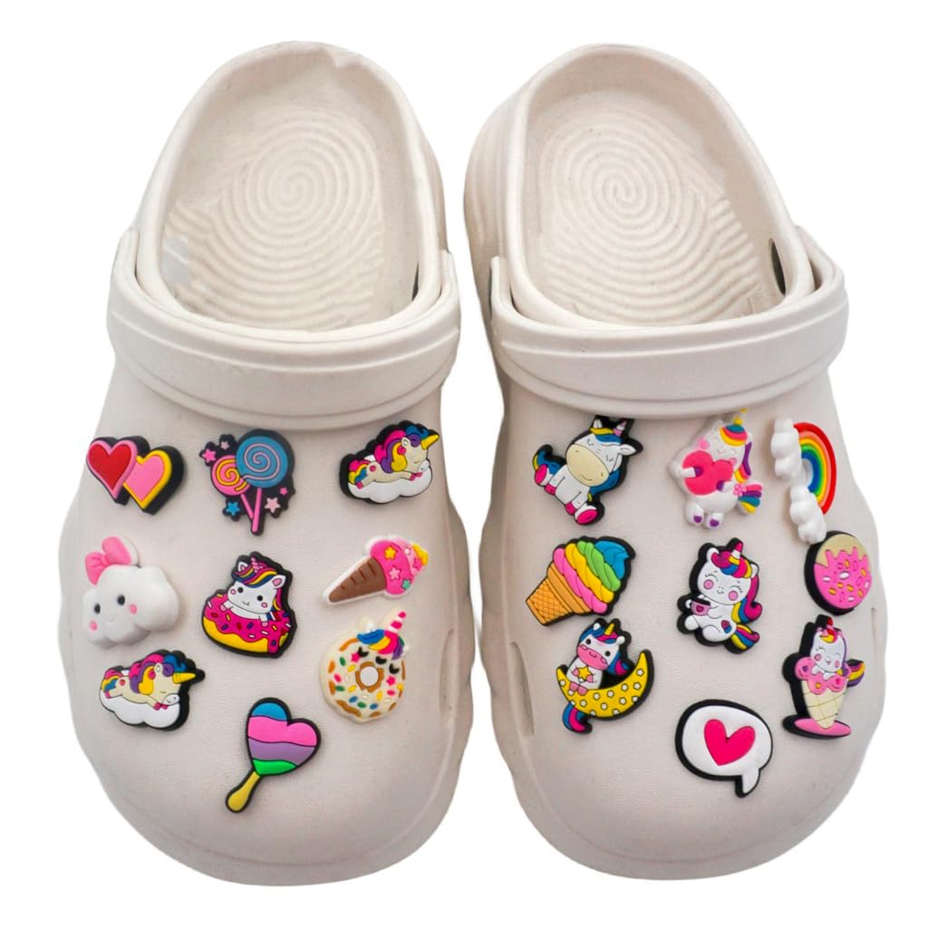 HASTHIP Unicorn Clog Charms for Girls with Secure Snap Attachment 25Pcs Rubber Set | Fun Shoe Decoration