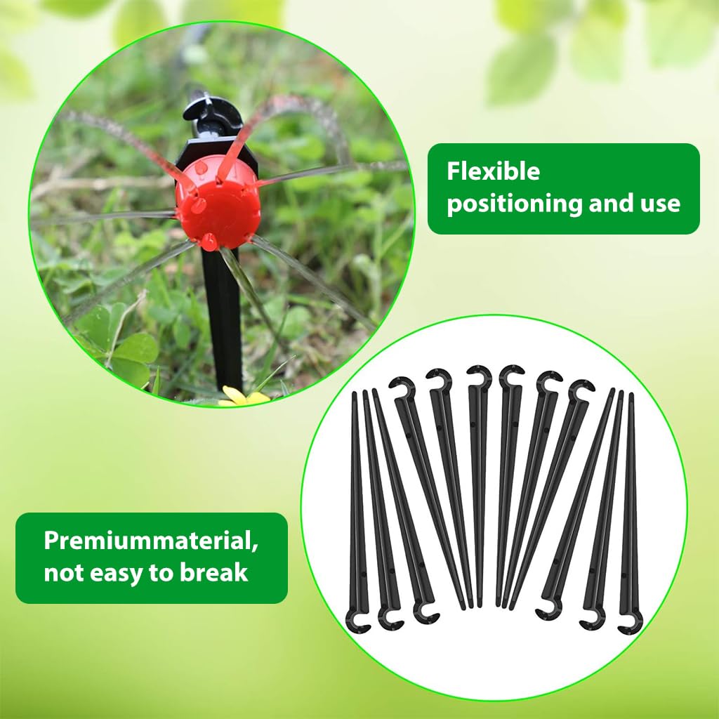 HASTHIP Micro Pipe Drip Holder Support Stakes 200 pcs 4.3 in for Garden and Lawn | UV Resistant Plastic Irrigation Tubing Support