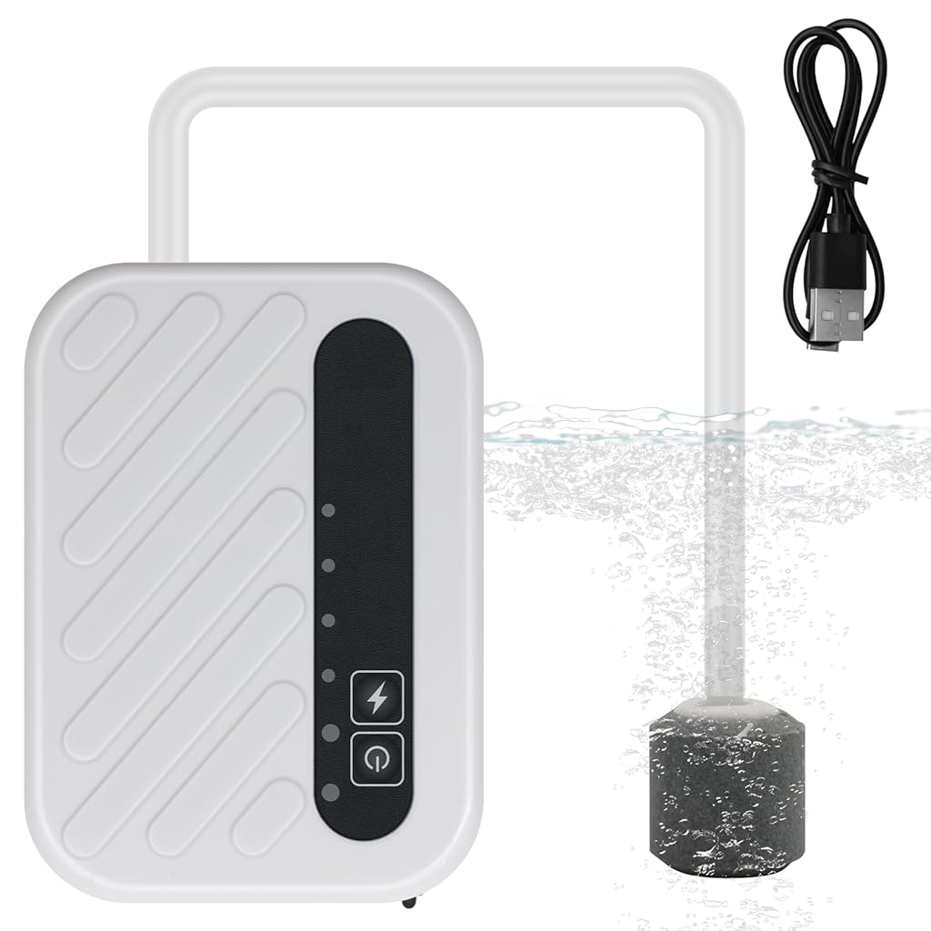 HASTHIP® Small Rechargeable Bait Bucket Aerator, Portable Aquarium Air Pump for Fish Tank, Silent Oxygen Bubbler, USB Rechargeable, Battery Operated Aerator for Fishing, Outdoor, Pond, Emergency