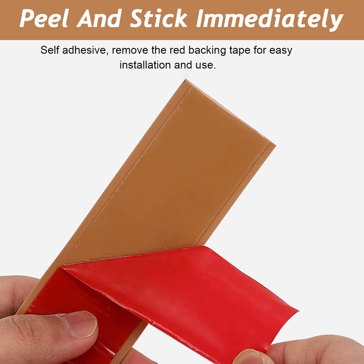 HASTHIP Floor Transition Strip for Joining Floor Gaps with Self Adhesive PVC 47.2 x 1.57 in Wood Color | Easy Trim Fit