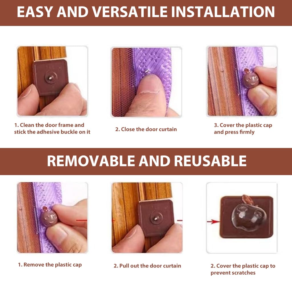 HASTHIP Mosquito Mesh Screen Buckles for Window Installation with Self Adhesive Nails 14Pcs | Removable Push In Buttons for Secure Fit