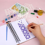 HASTHIP Painting Stencils for Home Decor and DIY Crafts featuring 12 PET Templates | Reusable Art Borders