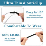 HASTHIP Glasses Ear Cushion for Non Slip Fit with Stretchy Temple Sleeves 2 Pairs | Soft Black Knit Eyewear Grips