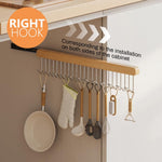 HASTHIP Wooden Hanger for Clothes with 12 Hooks 41x8cm | Sliding Wall Mounted Rack