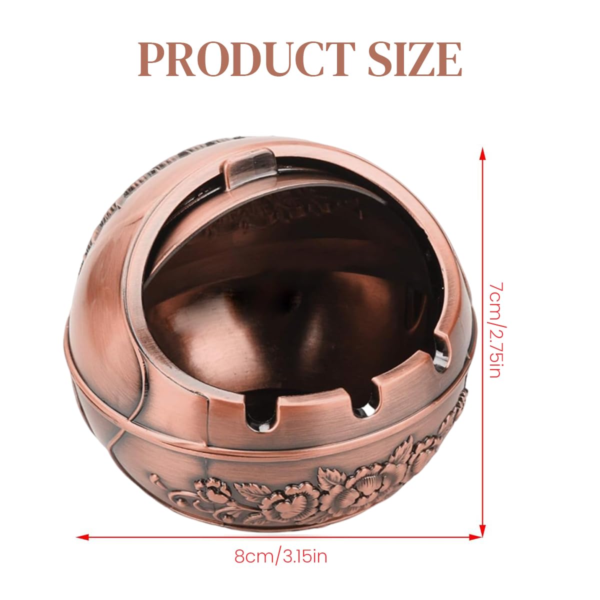 HASTHIP Peacock Ashtray for Home and Car with Closing Lid and 3 Grooves | Zinc Alloy 10x10x9cm