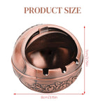 HASTHIP Peacock Ashtray for Home and Car with Closing Lid and 3 Grooves | Zinc Alloy 10x10x9cm