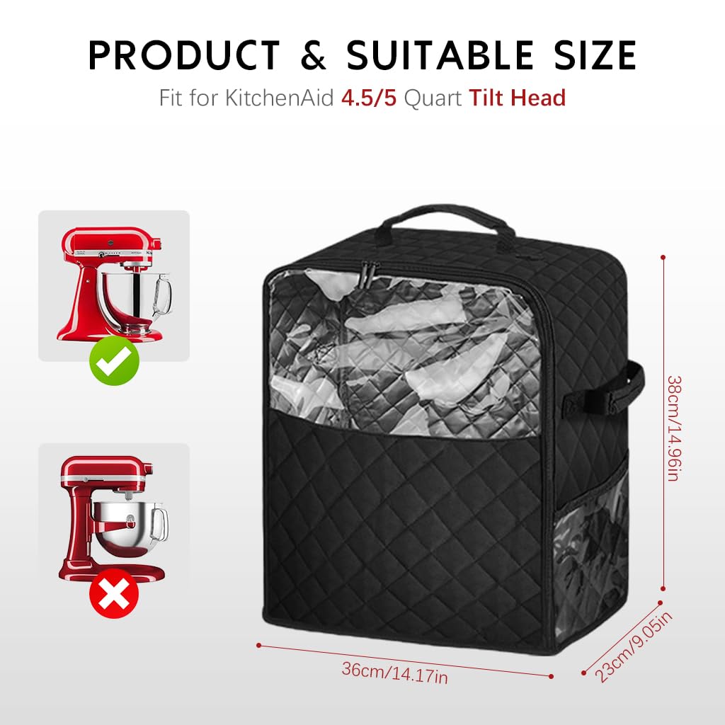 HASTHIP® Storage Bag for KitchenAid 5/4.5 Quart Blender Stand Storage Bag with Handles & Pockets Waterproof Dust Proof Small Kitchen Appliance Organizer Bag for Blender, Toaster, 36x23x38cm