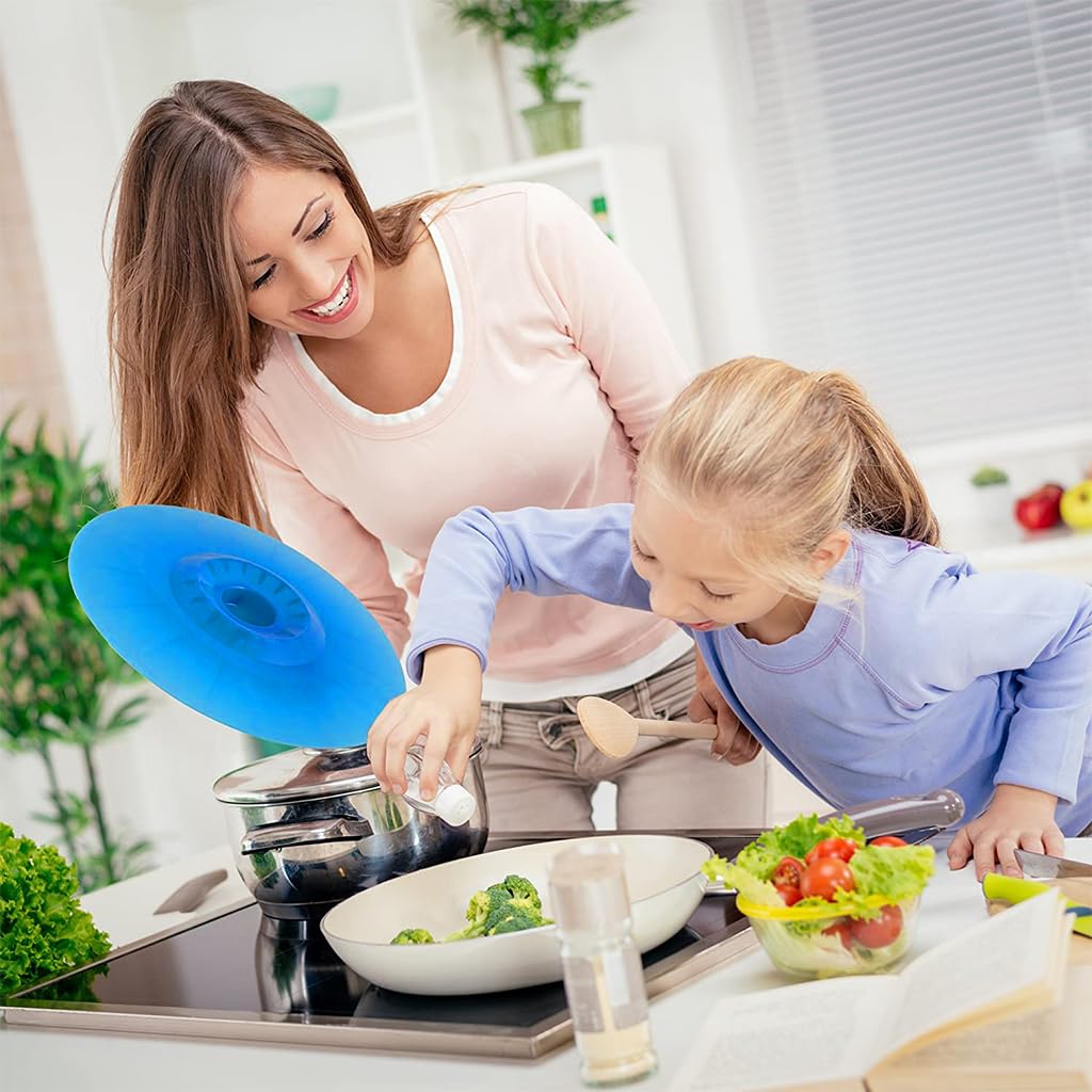 HASTHIP Silicone Lids for Bowls with 10 Piece Set in 5 Sizes from 13.2cm to 26.5cm | Blue Reusable Covers
