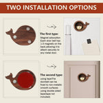 HASTHIP Magnetic Door Chime for Home and Shop featuring Whale Shape and 9.2x6.2x3.5 cm Wooden Bell | Easy Magnetic Mount