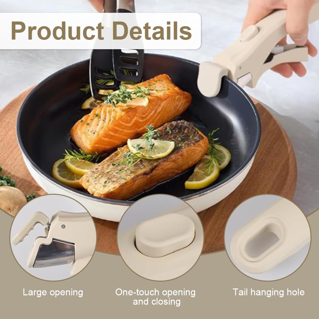 HASTHIP Secure Anti Slip Handle for Handleless Cookware featuring Squeeze to Lock Grip | Heat Resistant One Button Release