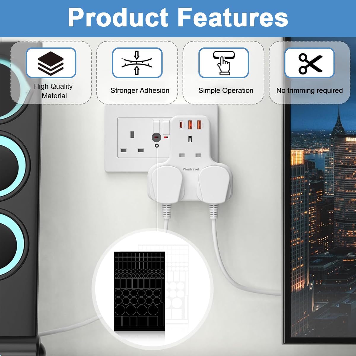 HASTHIP Blackout Stickers for LED Indicator Lights featuring 140 pcs multi sized dots | black