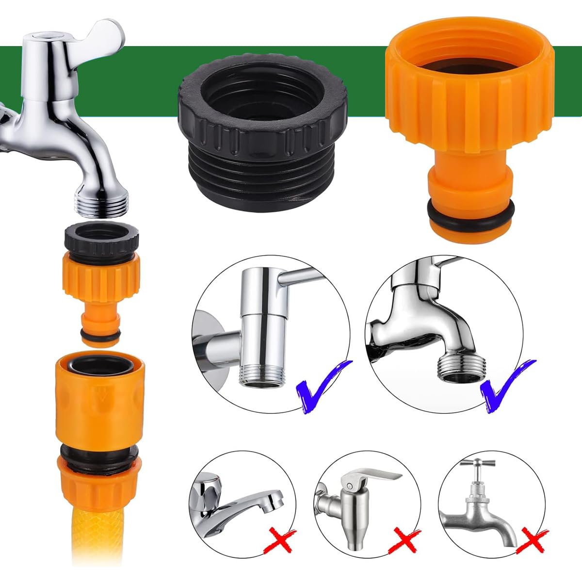 HASTHIP Garden Hose Connectors 102 pcs Set with Quick Coupling Adapters and Washers for Gardening and Car Washing