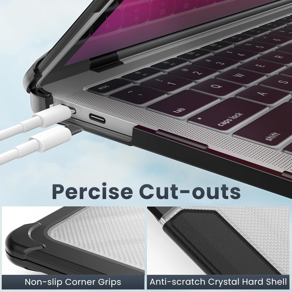 HASTHIP MacBook Air 13.3 inch Case with Folding Kickstand and TPU Bumper Edge | Matte PC Shell