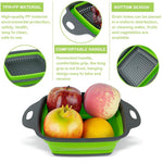 HASTHIP® 2-piece foldable silicone square retractable drain basket filter set, green-Green