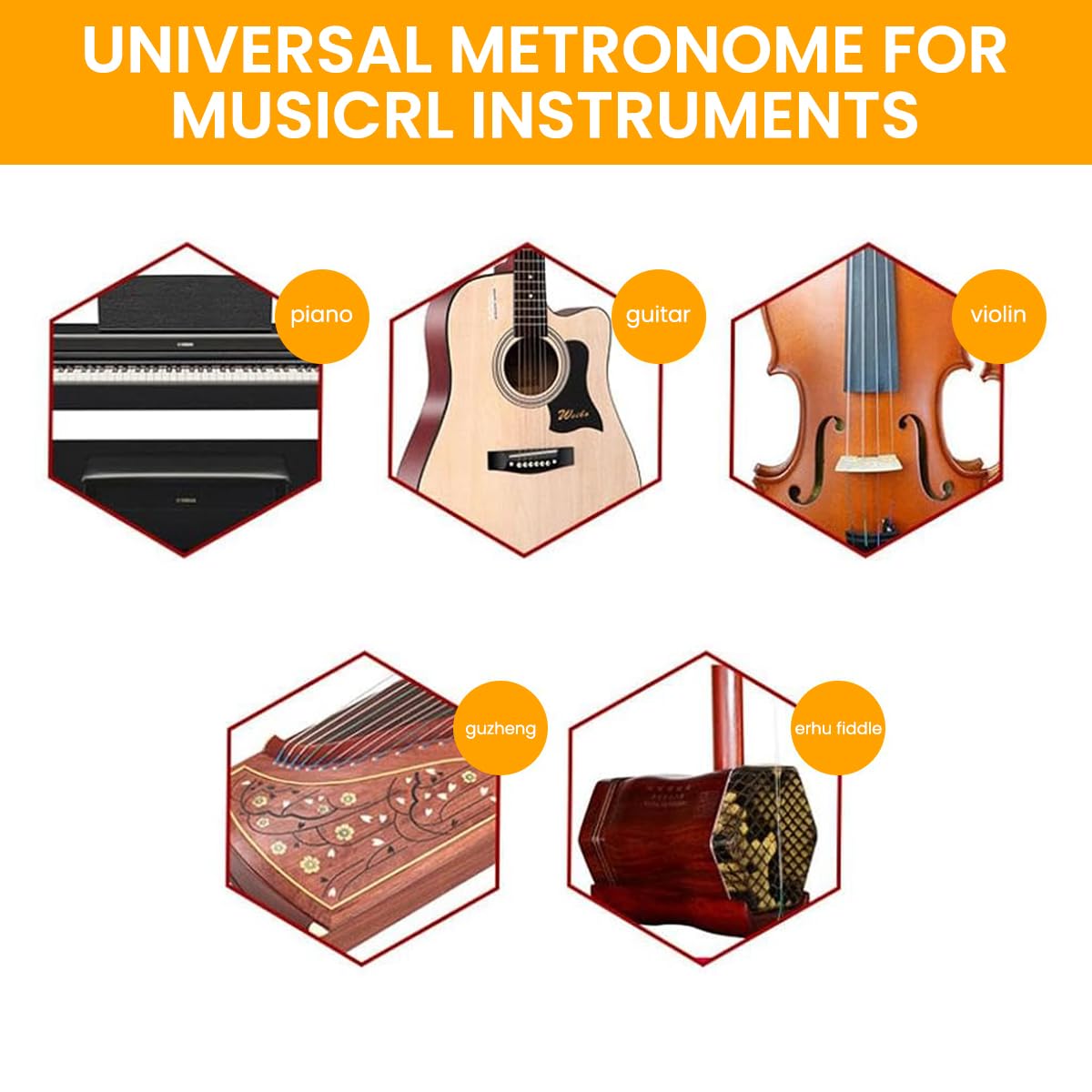 HASTHIP Digital Clip On Guitar Metronome with LCD Screen and 3.5mm Headphone Jack | Adjustable Tempo and Volume for Private Practice