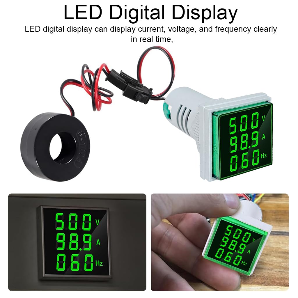 HASTHIP® Multímetro Digital LED 3 en 1 60‑500V 0‑100A Medidor de Corriente Voltaje Frecuencia CA Pantalla Retroiluminada Indicador de Señal Profesional Tester Medición Precisa