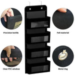 HASTHIP Over The Door Organizer for Wall and Closet Storage with 4 Felt Shelves and Clear Windows | Black