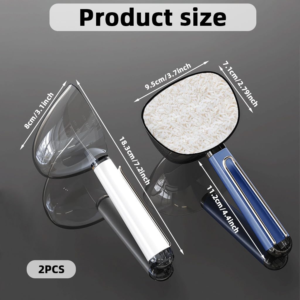HASTHIP Measuring Scoop Set of 2 for Kitchen and Pantry Use featuring Built In Bag Seal Clip