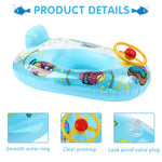 HASTHIP® Inflatable Swimming Tube for Toddlers 3-5 Years, with Cartoon Steering Wheel & Horn, Durable PVC, Leakproof Valve, 55-57cm Ideal - Fun & Safe Pool Float for Beach & Indoor Pools