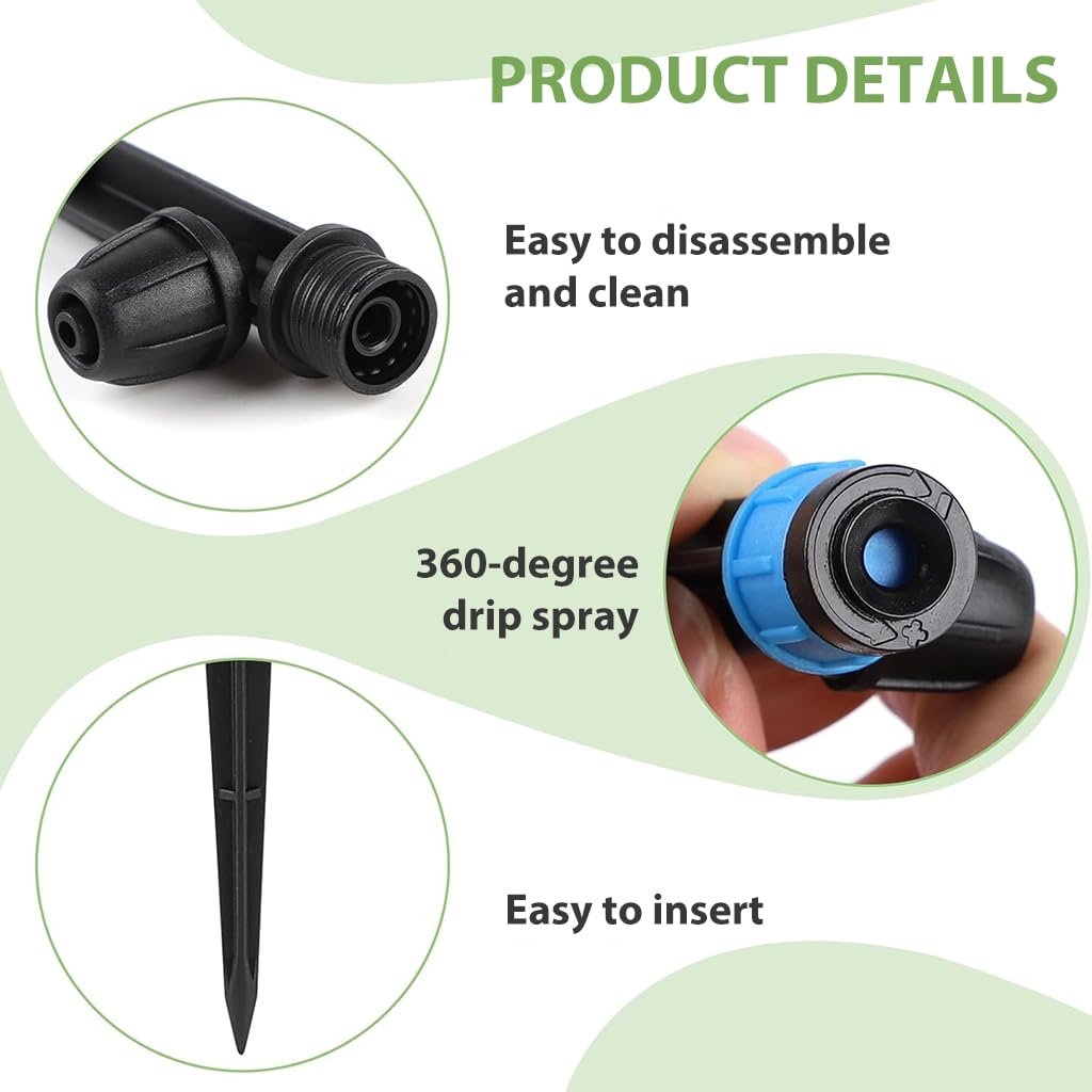 HASTHIP Garden Drip Irrigation Drippers for Plants featuring 30 pcs 360° Adjustable Stakes