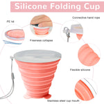 HASTHIP Collapsible Cup for Travel and Camping with Lids featuring 180 ml Silicone Design | Pink and Green 2 Pack