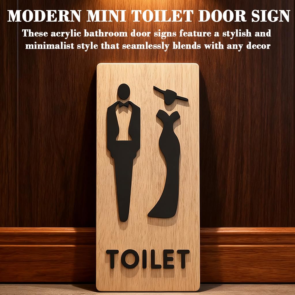 HASTHIP Acrylic Toilet Door Signs for Men and Women with Self Adhesive Backing | Modern Minimalist Design for Offices and Restaurants