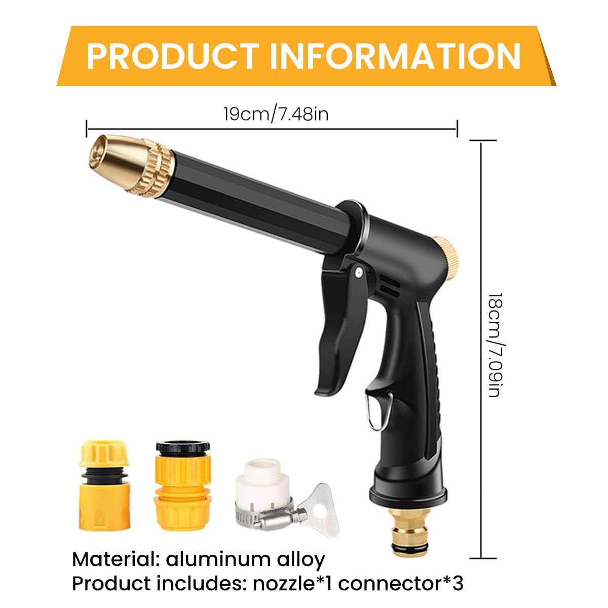 HASTHIP® Car Washer Water Gun - Car Washer High Pressure Pump with Adapters - Alloy Car Washer Gun Nozzle with 10M Pipe -Switchable Water Spray Gun Foam & Water Mode for Car Washing, Garden & Yard