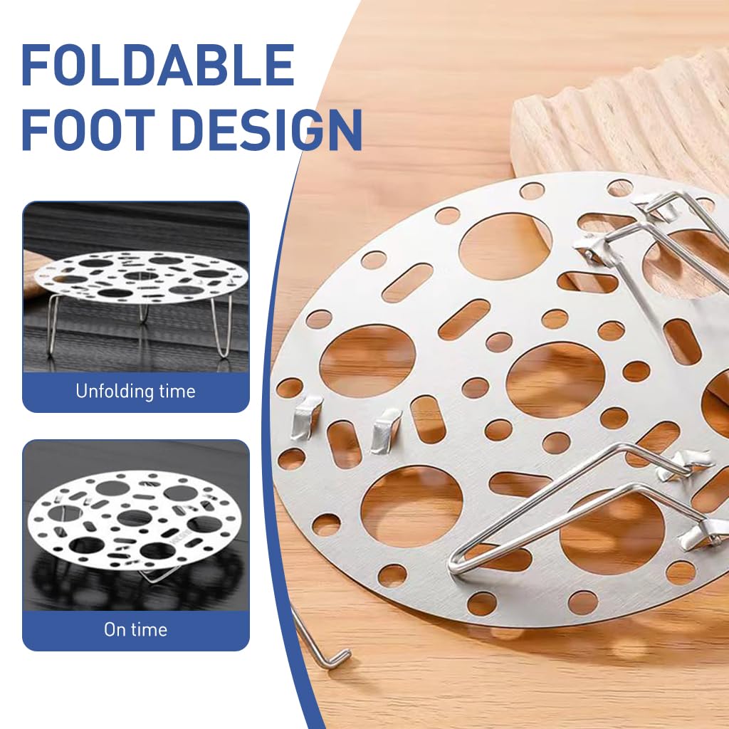 HASTHIP® Folding Steamer Rack, Stainless Steel Steamer Tray Kitchen Household Thickening Egg Steamer Egg Rack Folding Steamer Grid Waterproof