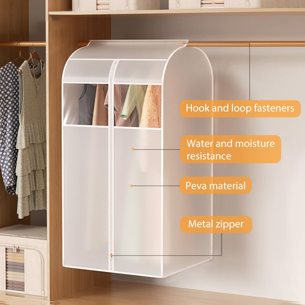 HASTHIP Garment Storage Bag for Wardrobe Organization with Zipper Closure 47.2 in Transparent PVC Cover | Fits 10–25 Clothes