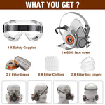 HASTHIP® Respirator Mask Reusable Half Face Gas Cover 6200 Half Facepiece Reusable Respirator with Anti-Fog Safety Goggle, for Painting, Organic Vapor, Welding, Polishing, Woodworking