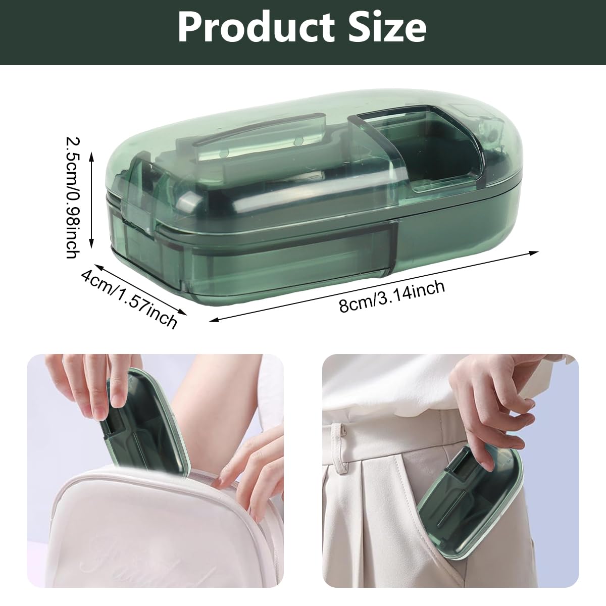 HASTHIP Pill Cutter Splitter for Small & Tiny Pills with Safety Blade Guard