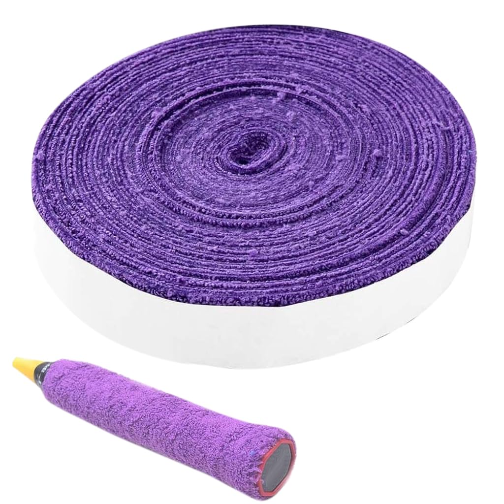 HASTHIP® Cinta de Agarre de Toalla para Bádminton 10 Metros,Antideslizante,Absorbe el Sudor Autoadhesiva Cinta para Mango Raqueta Tenis o Squash Reemplazo Duradero Púrpura