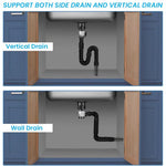 HASTHIP® Sink Drain Kit with Flexible Expandable P-Trap Pipe Tube Anti-Odor Bathroom 3 in 1 Plumbing Fits for 3-4.5 cm Hole Kitchen Sewer 3PCS