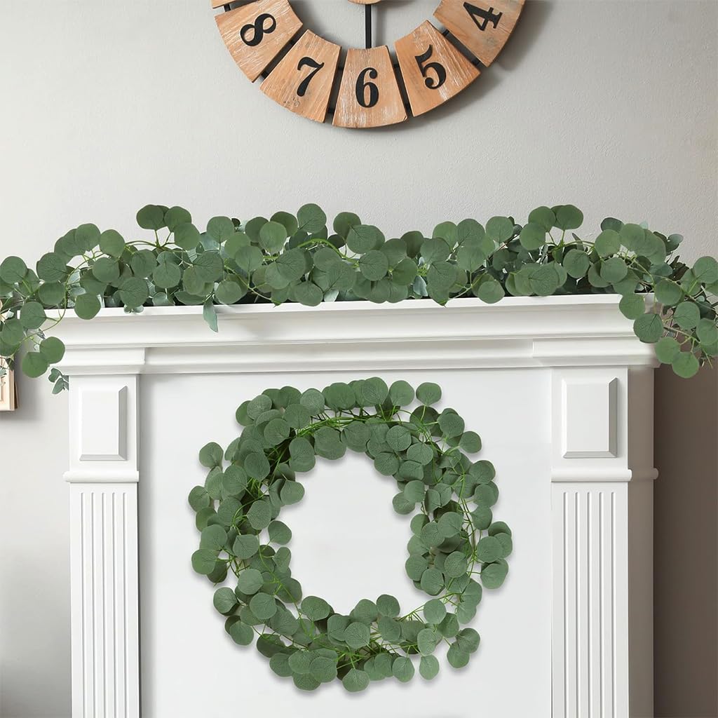 HASTHIP Eucalyptus Garland for Wedding and Home Décor featuring 6 Pack 2.4m Handmade Vines | Realistic Green Leaves