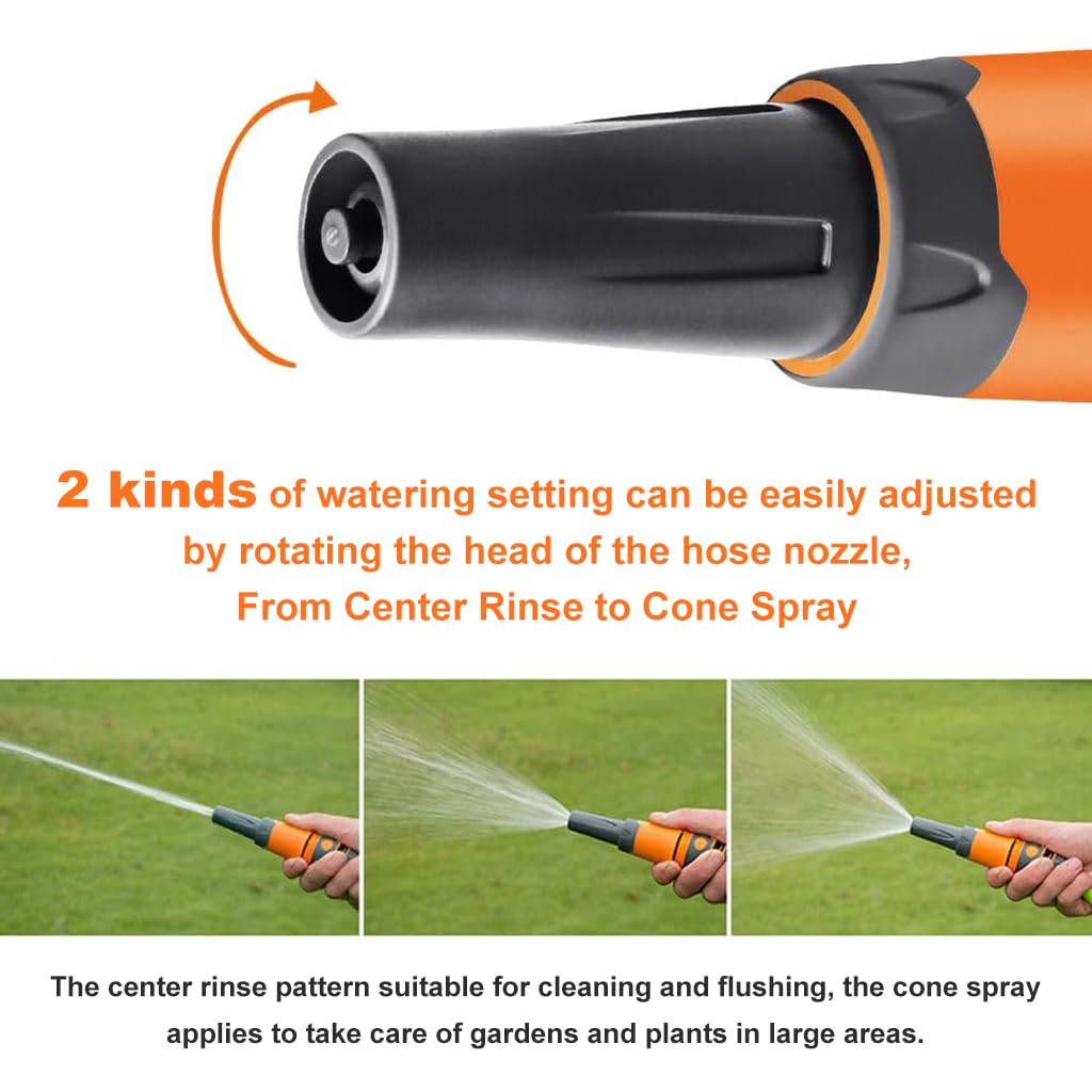 HASTHIP® Garden Hose Spray Nozzle Kit Pressurized Water Spray Nozzle with 3 Connectors Multi Purpose Spray Nozzle with 3 Spray Patterns Universal Sprayer Head for Car Washing, Gardening, Watering