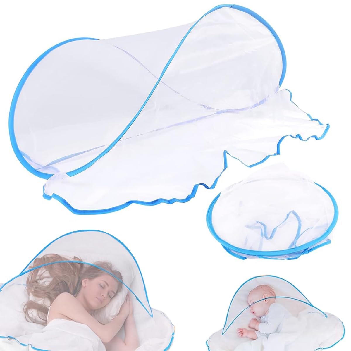 HASTHIP Foldable Mosquito Net for Single Bed with Arch Frame and Storage Bag 80×140×56 cm