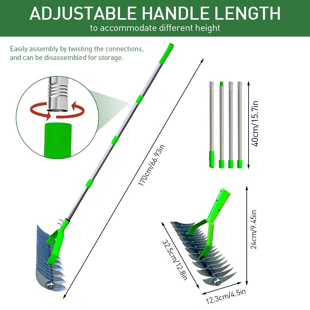HASTHIP Garden Rake for Lawn Care with 170cm Adjustable Handle featuring Dual‑Edge Alloy Steel | 2PCS Heavy Duty Farming Tool