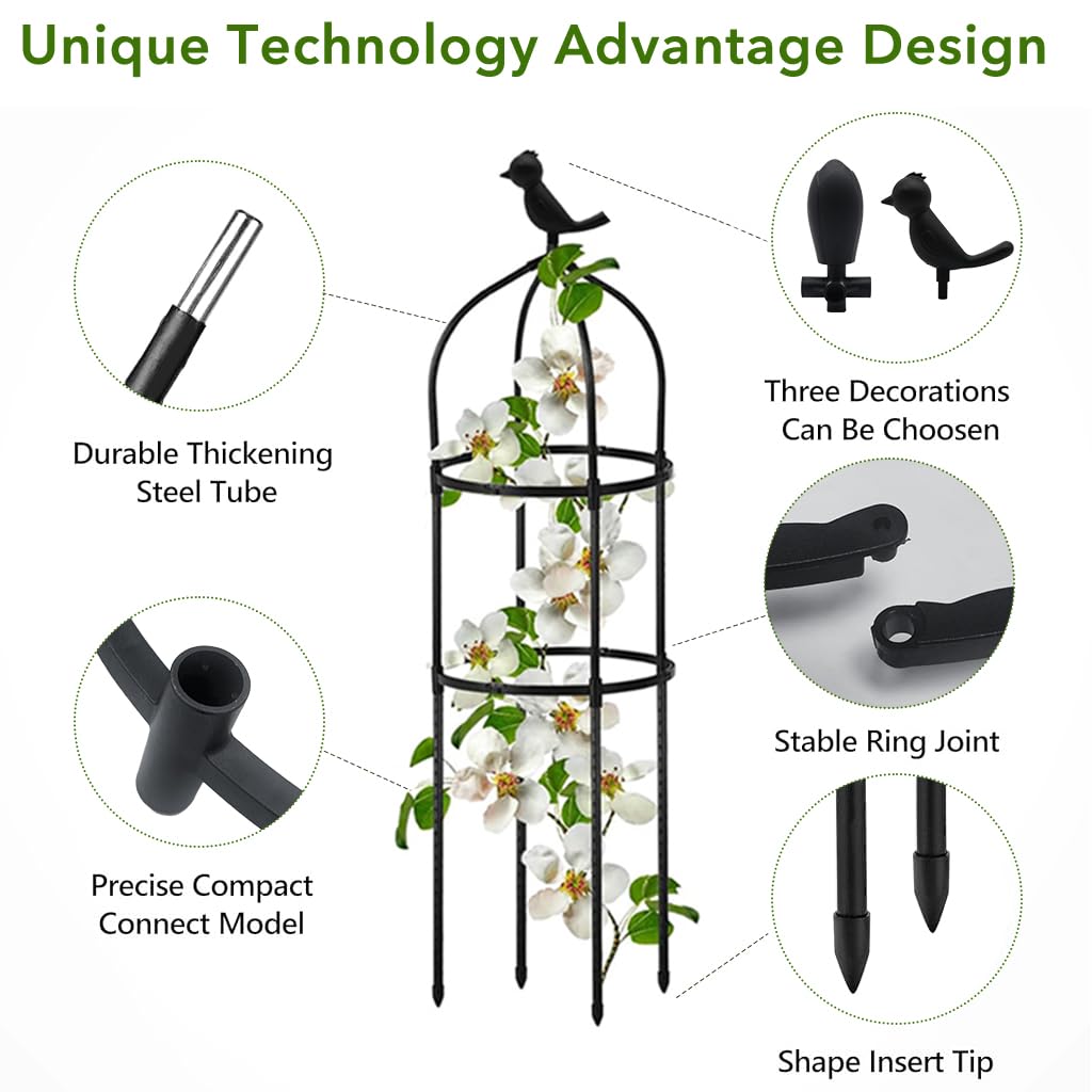 HASTHIP Climbing Trellis for Garden and Patio featuring 100cm Obelisk Structure | Decorative Metal Support for Roses and Ivy
