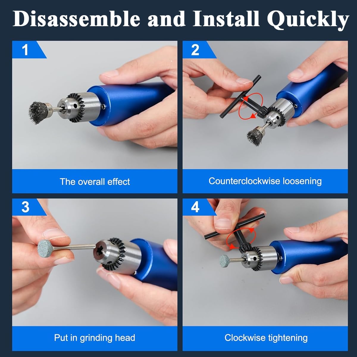 HASTHIP® Mini taladro eléctrico para tallado, manualidades y bricolaje, herramienta rotativa inalámbrica con ajuste continuo y 105 accesorios para madera, resina y joyería