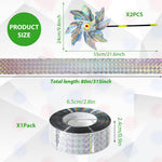 HASTHIP Bird Repellent Set for Gardens with 2.4cm x 80m Reflective Belt and Silver Pinwheels | Weatherproof PET Design