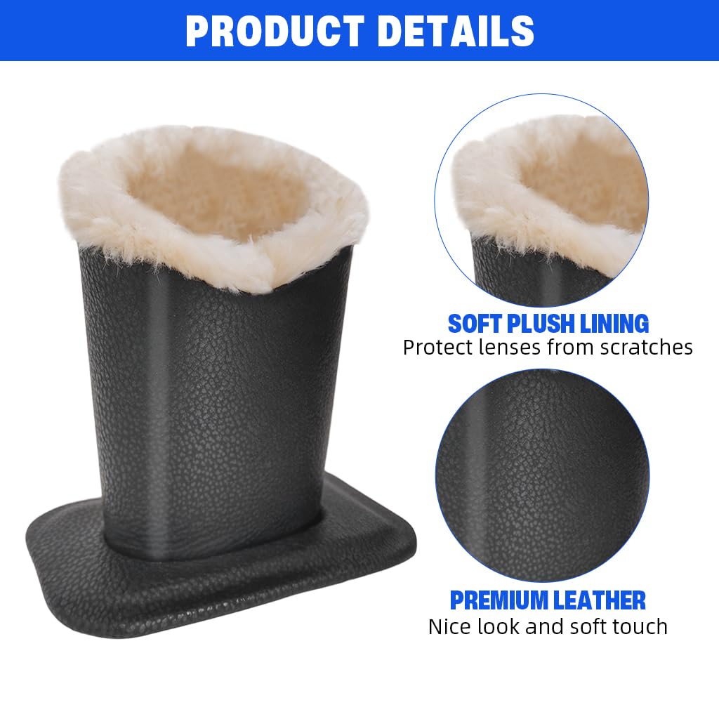 HASTHIP Eyeglasses Holder for Desk with Anti Slip Square Base and Plush Lined PU Leather | 11.6 x 8 x 12 cm