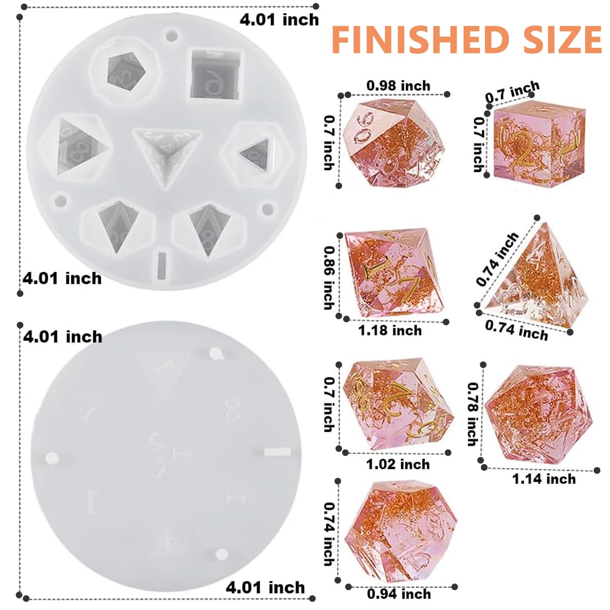 HASTHIP Silicone Dice Molds for Epoxy Resin Casting featuring Multifaceted Design | DIY Art and Gaming Craft Mold